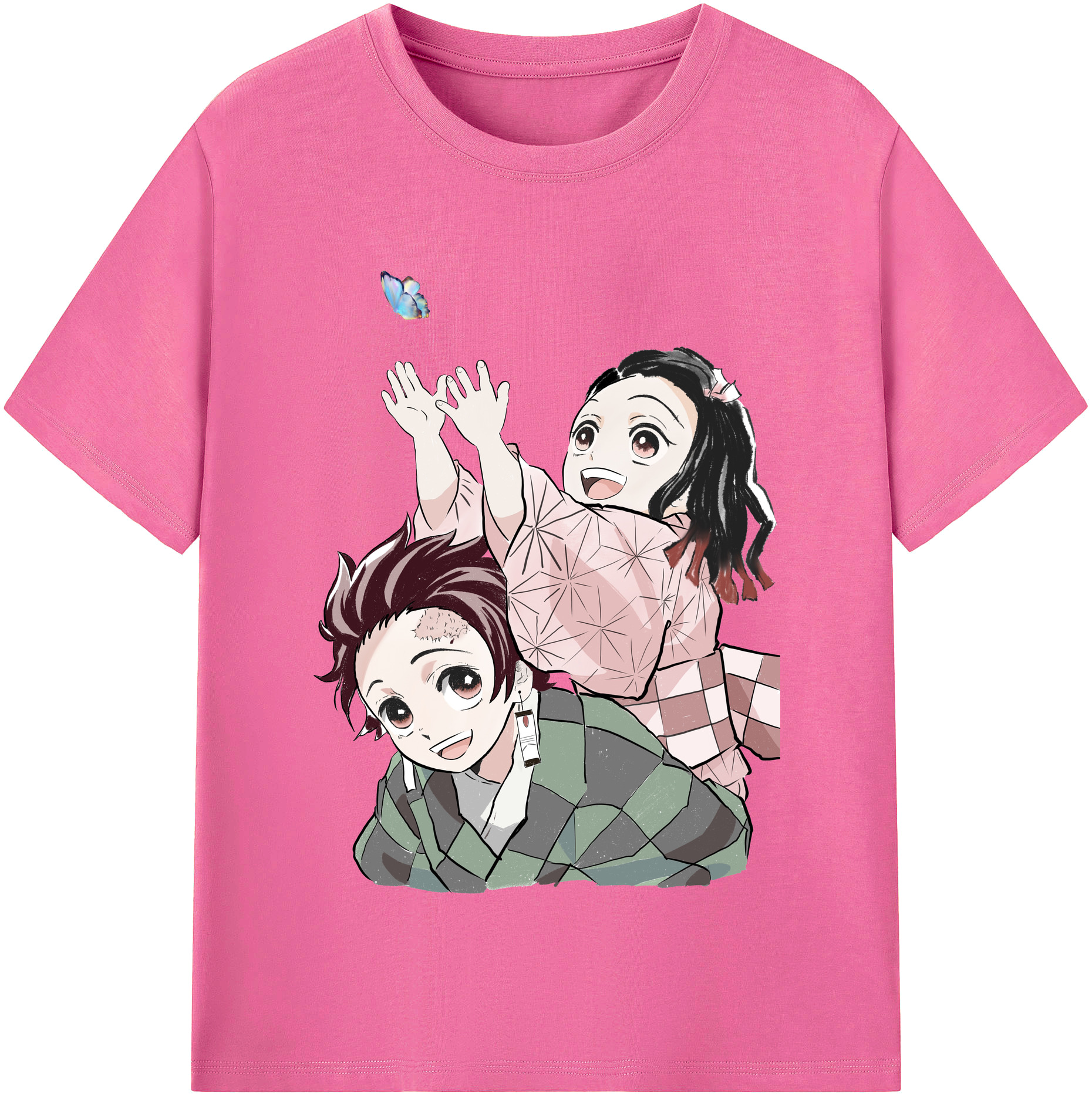 （画像用） 鬼滅の刃（きめつのやいば）竈門 禰󠄀豆子／かまど ねずこ Kamado Nezuko レディースカジュアルプリントTシャツ（綿100％）